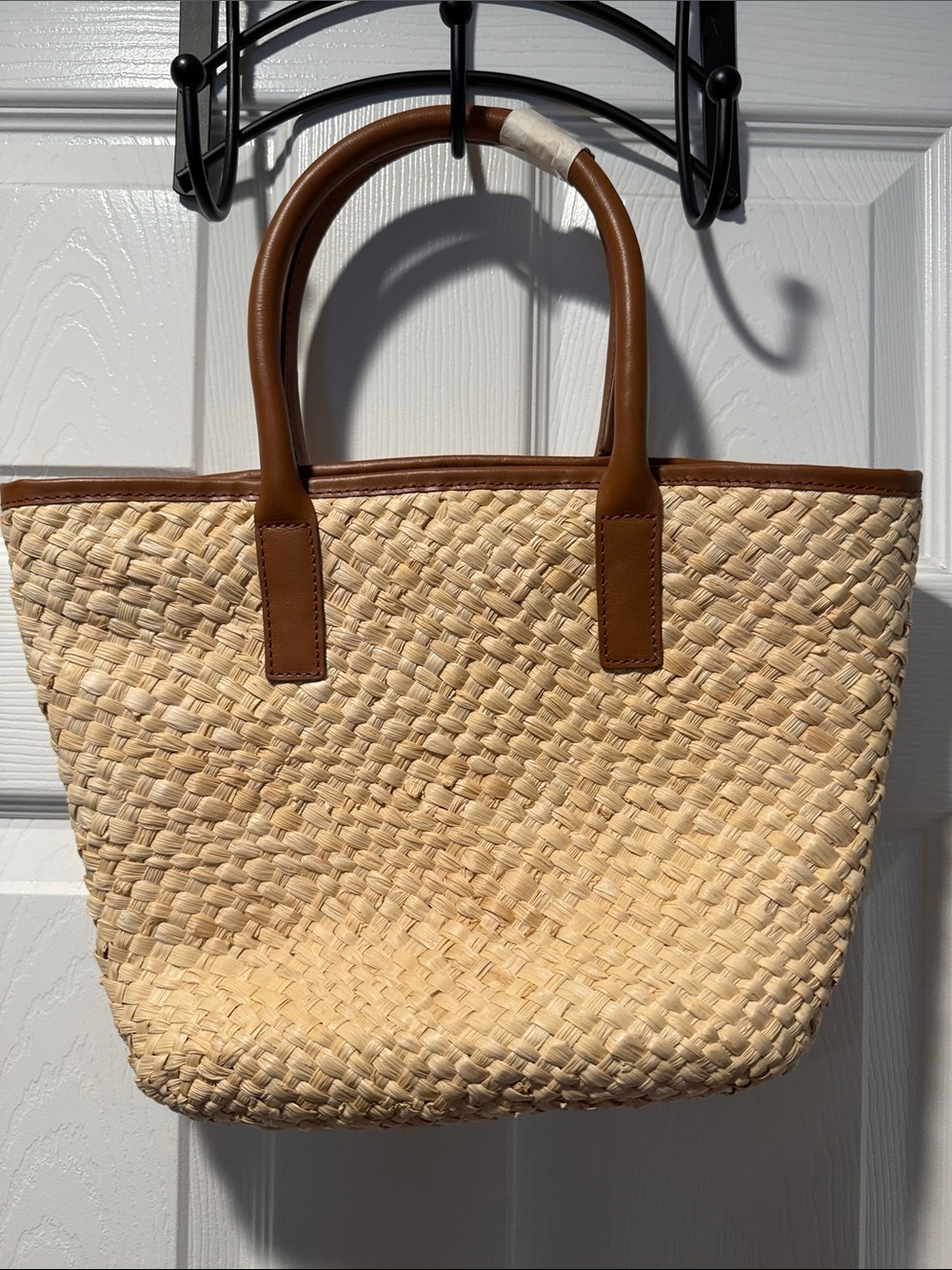 J. Crew Tan and cream Woven tote with leather trim - Picture 5 of 6